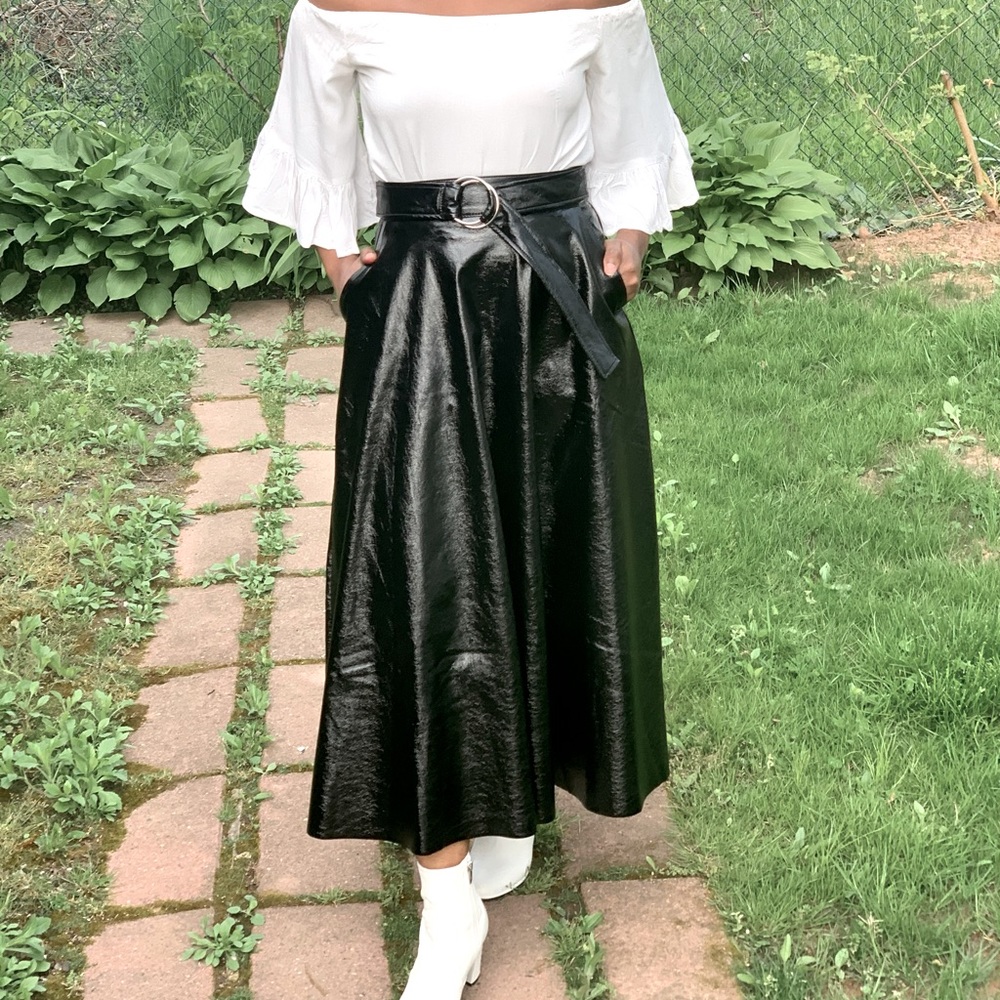 Topshop Pleather MIDI Skirt